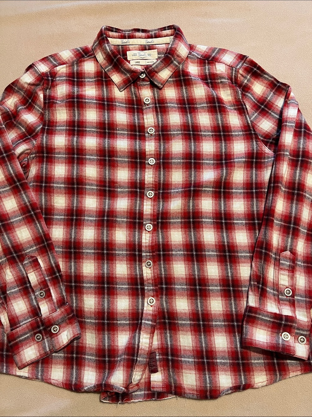 Purnell Women’s Red Plaid Button-Down Shirt - Casual Flannel L